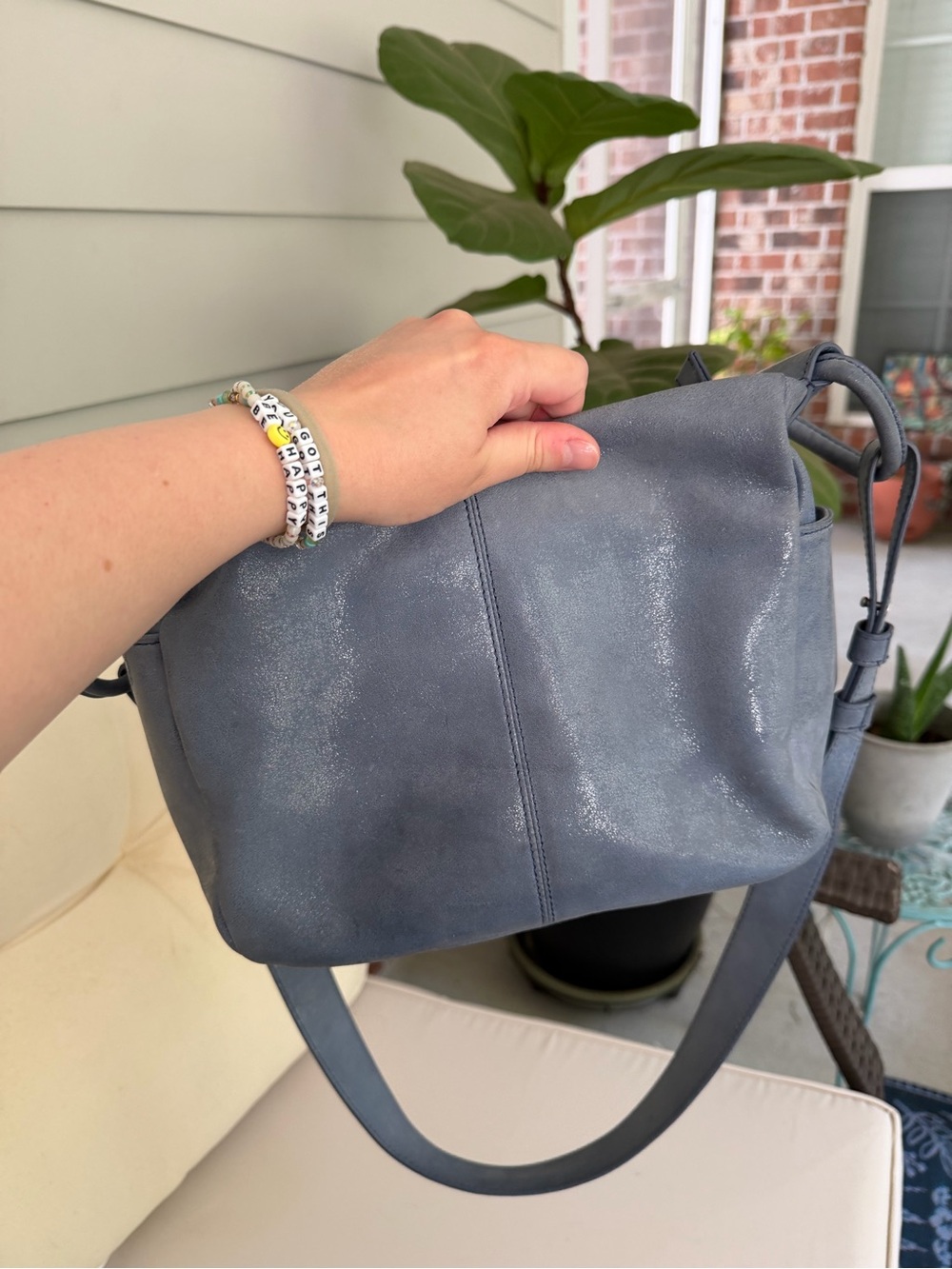 HOBO Azure Shimmery Slate Blue Crossbody - Picture 5 of 14